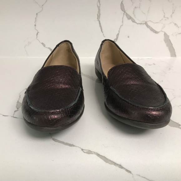 Easy Spirit E360 Burgundy Leather Metallic Snakeskin Loafers US 6.5 M - Picture 8 of 9